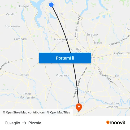 Cuveglio to Pizzale map