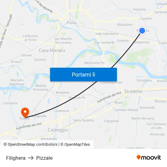 Filighera to Pizzale map