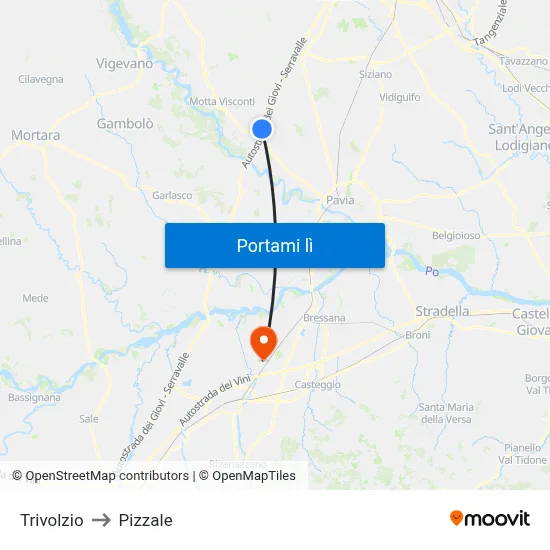 Trivolzio to Pizzale map