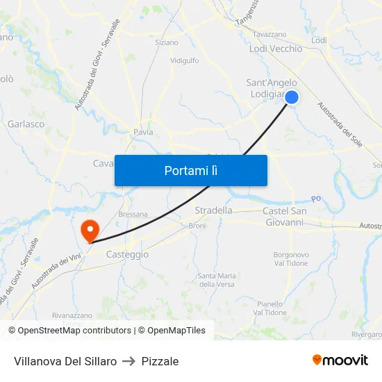 Villanova Del Sillaro to Pizzale map
