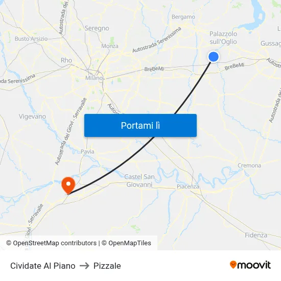 Cividate Al Piano to Pizzale map