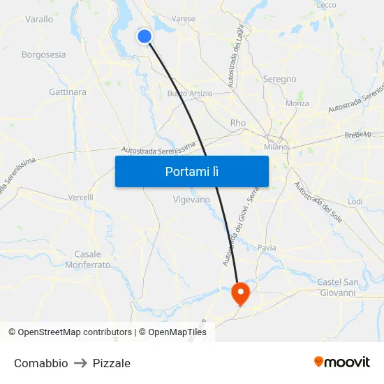 Comabbio to Pizzale map