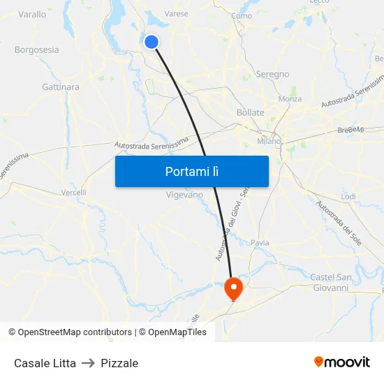 Casale Litta to Pizzale map