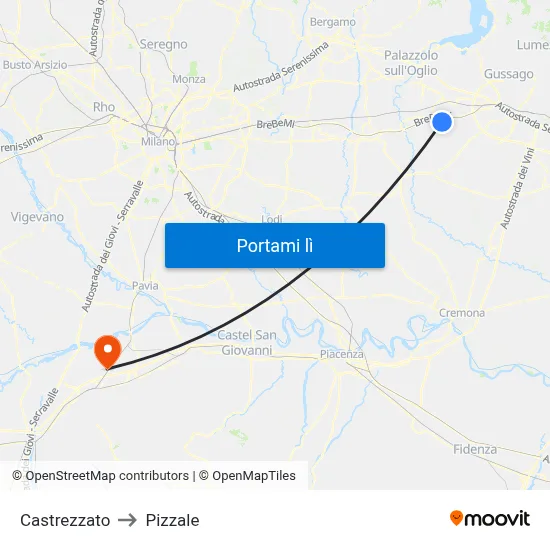 Castrezzato to Pizzale map