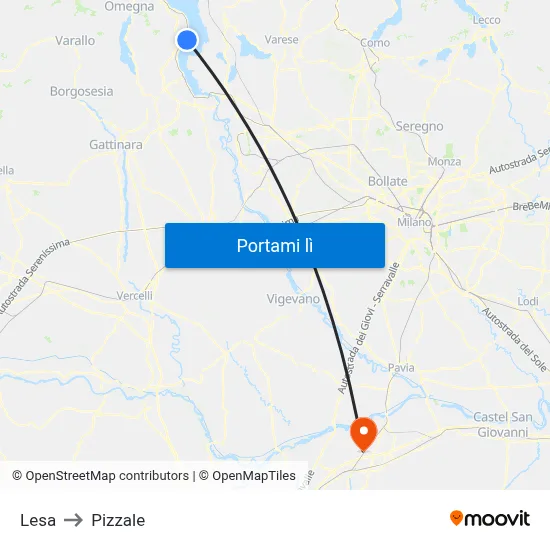 Lesa to Pizzale map