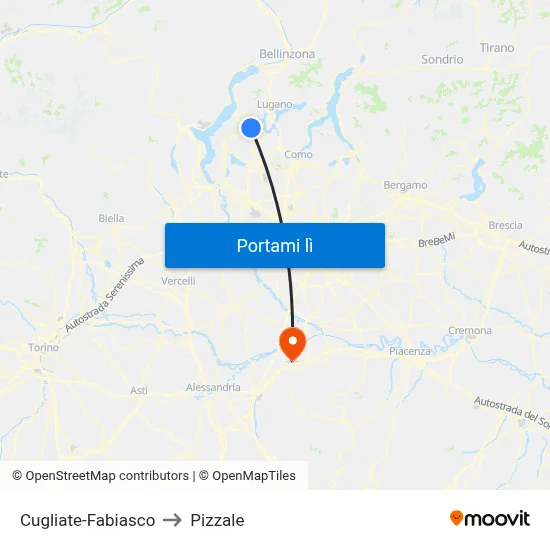Cugliate-Fabiasco to Pizzale map