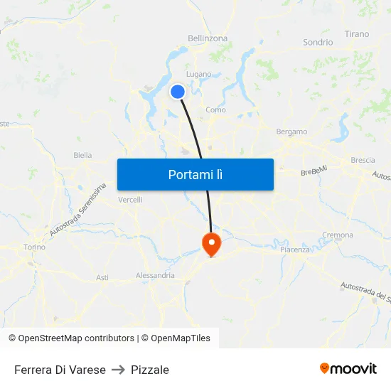 Ferrera Di Varese to Pizzale map