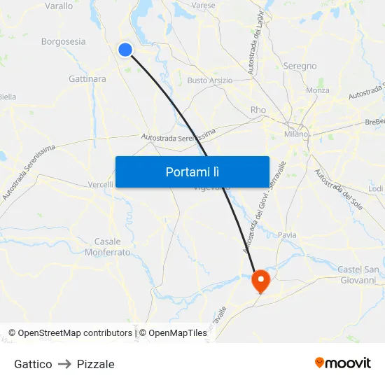 Gattico to Pizzale map