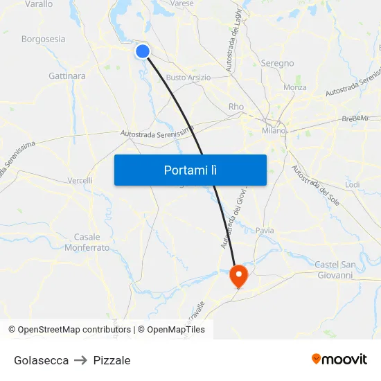 Golasecca to Pizzale map