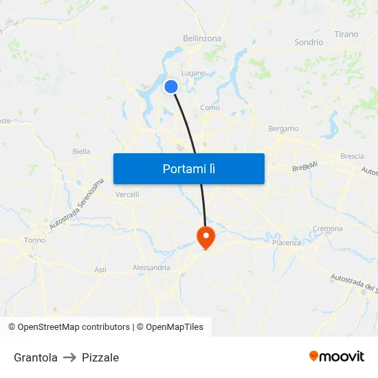 Grantola to Pizzale map
