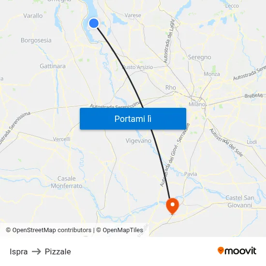 Ispra to Pizzale map