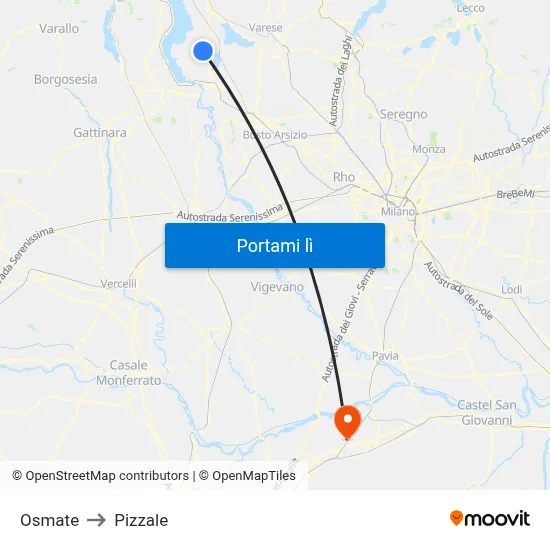 Osmate to Pizzale map