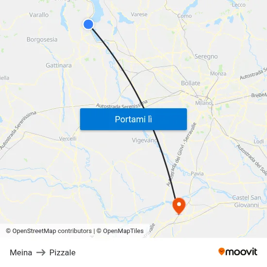 Meina to Pizzale map