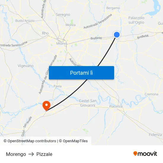 Morengo to Pizzale map