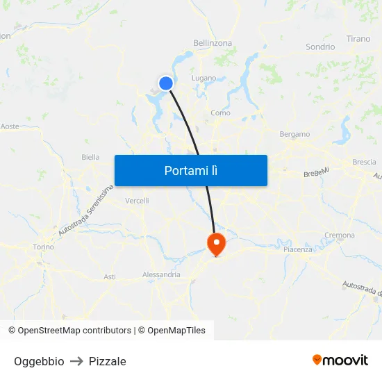 Oggebbio to Pizzale map