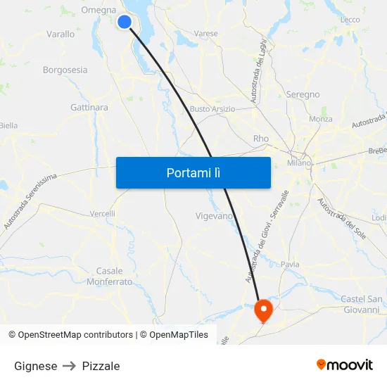 Gignese to Pizzale map