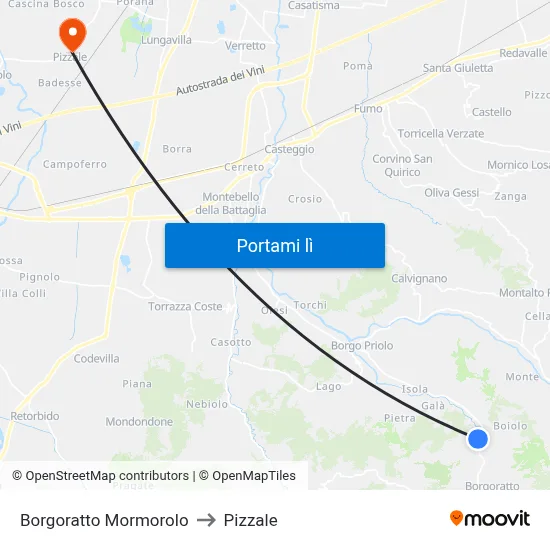 Borgoratto Mormorolo to Pizzale map