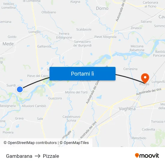 Gambarana to Pizzale map