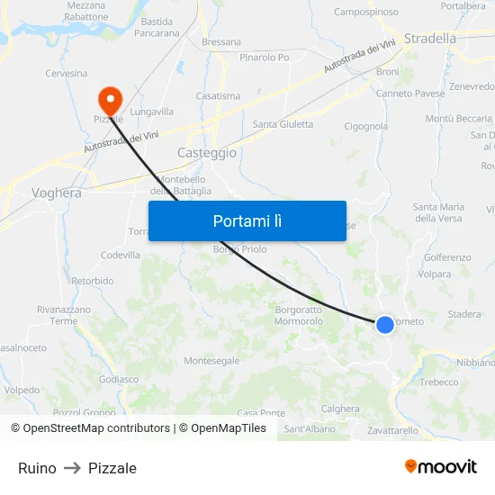 Ruino to Pizzale map