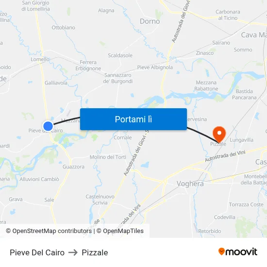 Pieve Del Cairo to Pizzale map