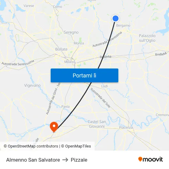 Almenno San Salvatore to Pizzale map