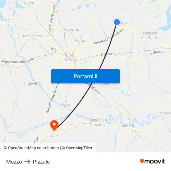 Mozzo to Pizzale map