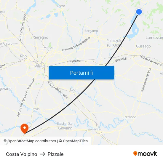 Costa Volpino to Pizzale map