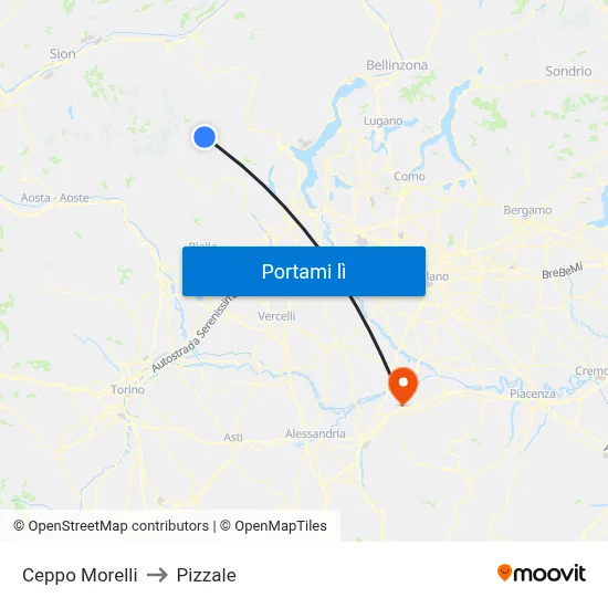 Ceppo Morelli to Pizzale map