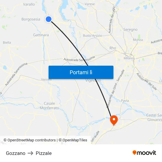 Gozzano to Pizzale map