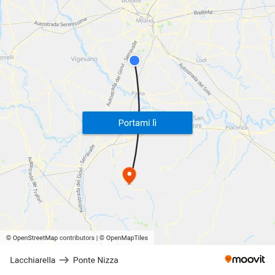 Lacchiarella to Ponte Nizza map