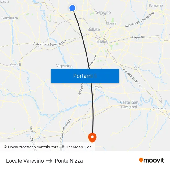 Locate Varesino to Ponte Nizza map