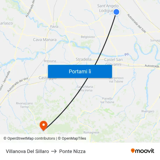Villanova Del Sillaro to Ponte Nizza map