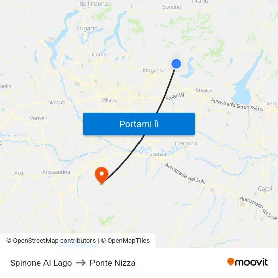 Spinone Al Lago to Ponte Nizza map