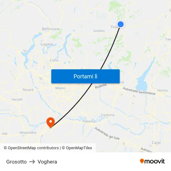 Grosotto to Voghera map