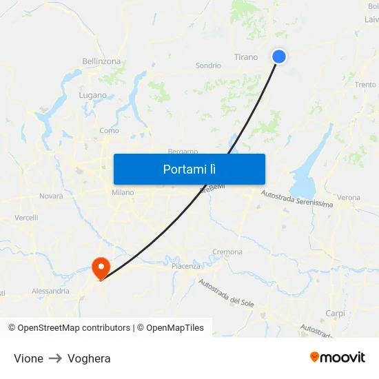 Vione to Voghera map