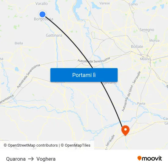 Quarona to Voghera map
