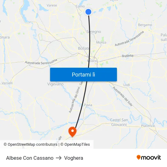 Albese Con Cassano to Voghera map