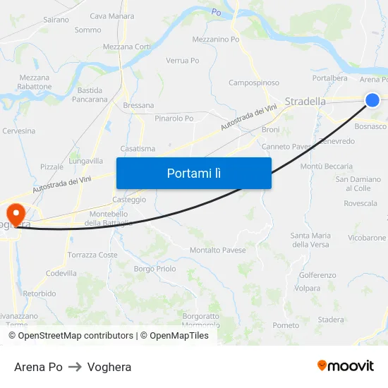 Arena Po to Voghera map