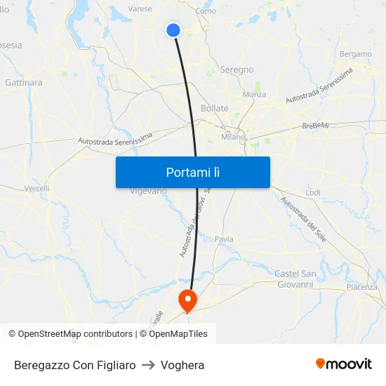 Beregazzo Con Figliaro to Voghera map