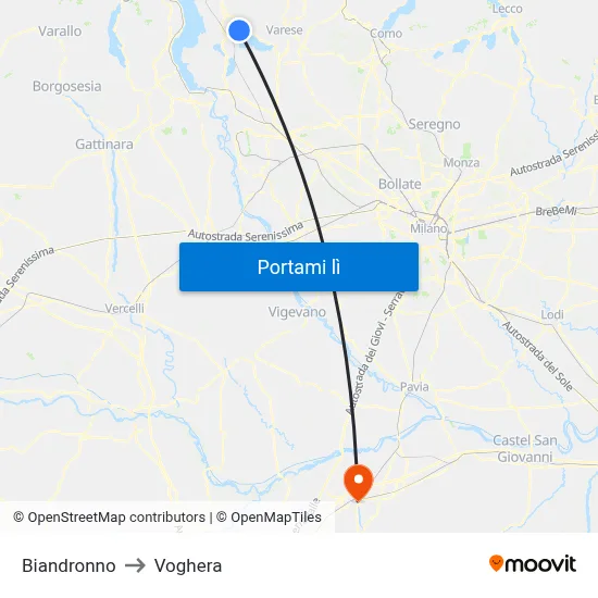 Biandronno to Voghera map