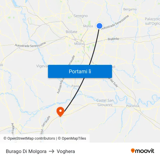 Burago Di Molgora to Voghera map