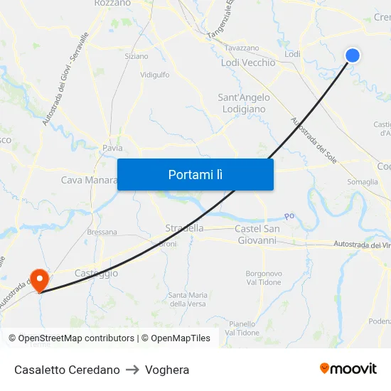 Casaletto Ceredano to Voghera map
