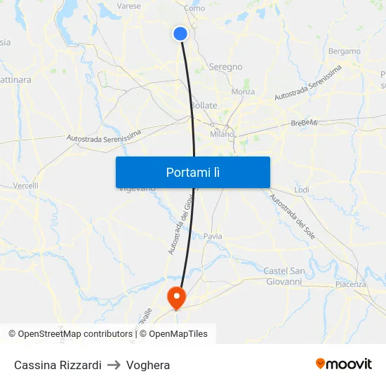 Cassina Rizzardi to Voghera map