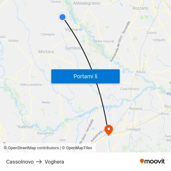 Cassolnovo to Voghera map