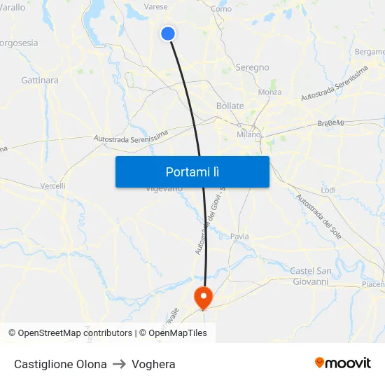 Castiglione Olona to Voghera map