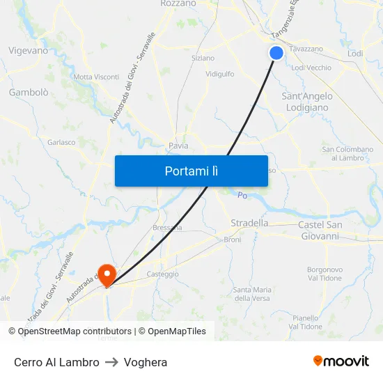 Cerro Al Lambro to Voghera map