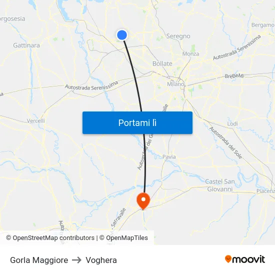 Gorla Maggiore to Voghera map