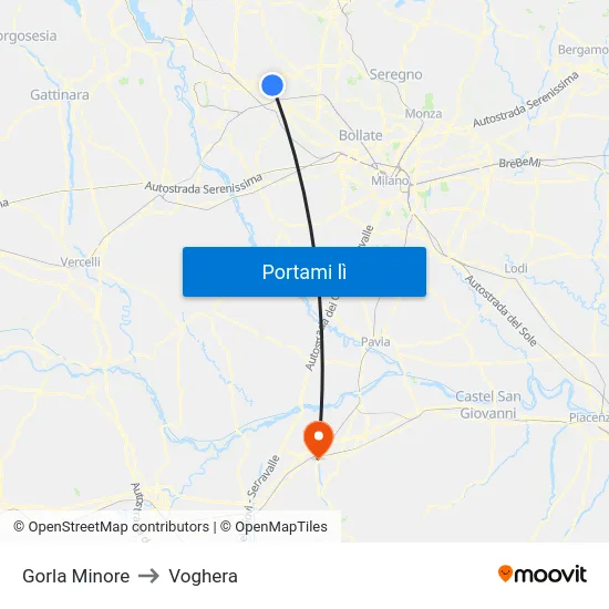 Gorla Minore to Voghera map