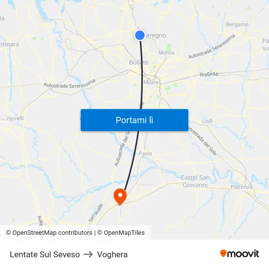 Lentate Sul Seveso to Voghera map
