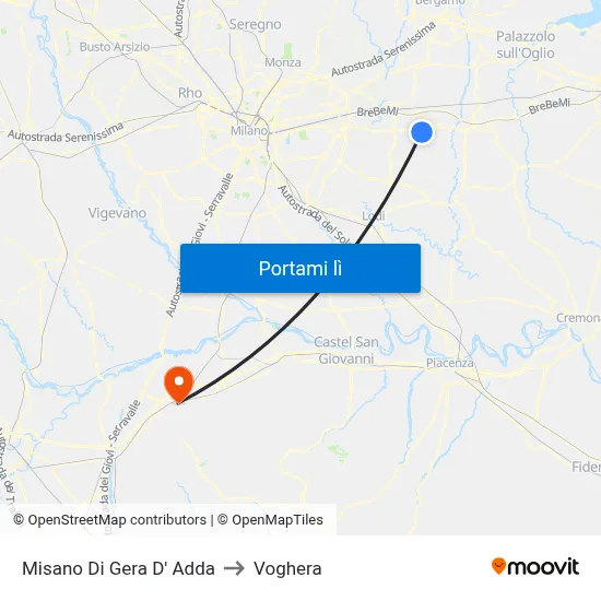 Misano Di Gera D' Adda to Voghera map